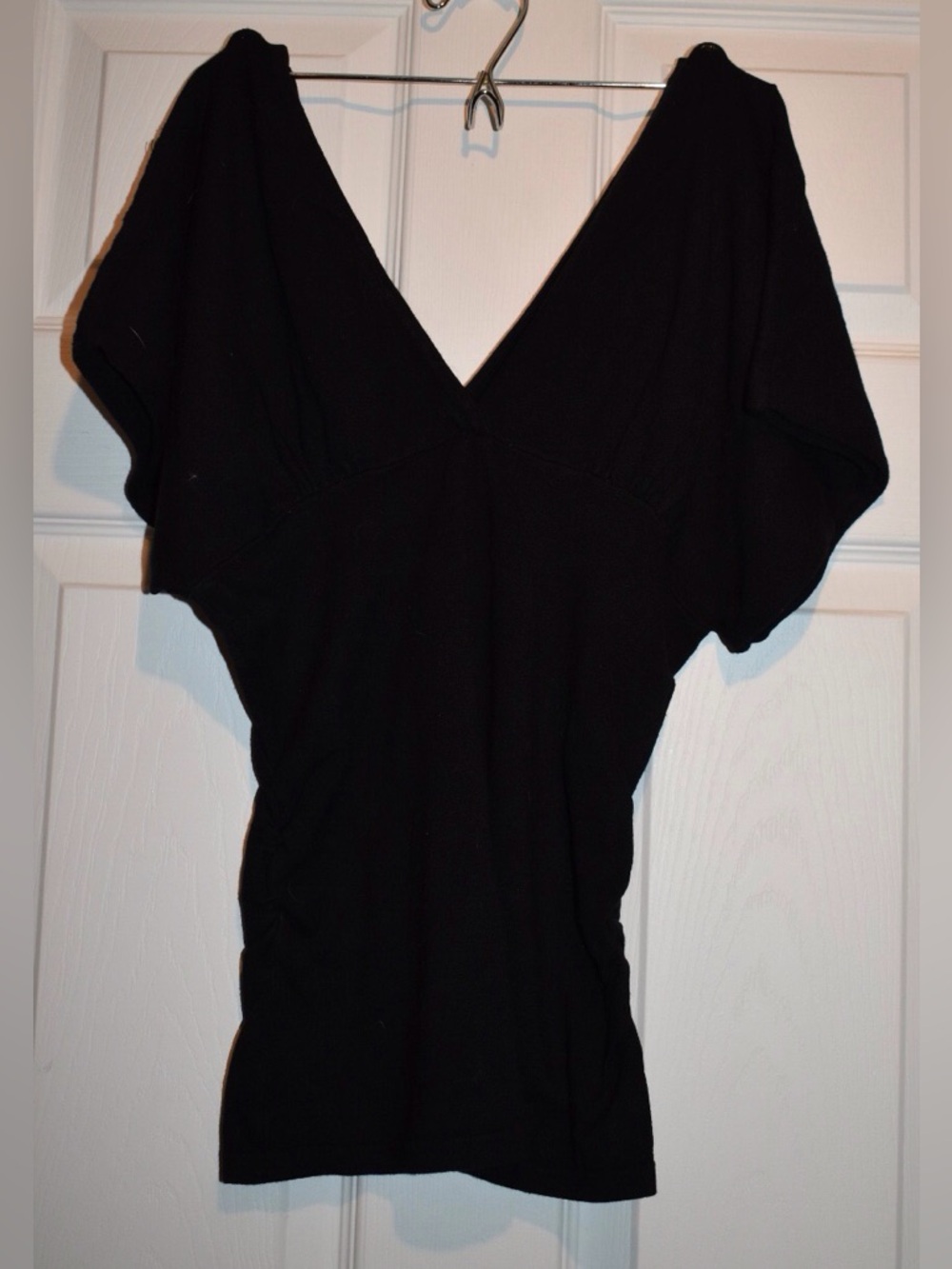 Black V-Neck Dolman Sleeve Top